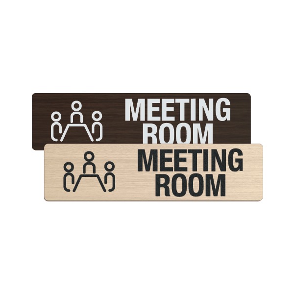 우드플레이트 MEETING ROOM 표지판  250mm x 65mm 픽토그램